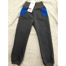 Softshellové kalhoty šedá/modrá 134-146